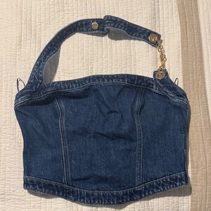 Dark Blue Denim Women's Crop Top